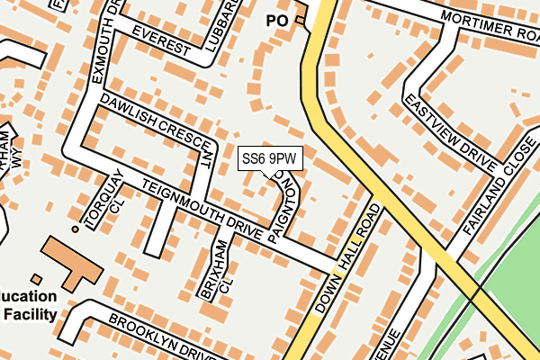 SS6 9PW map - OS OpenMap – Local (Ordnance Survey)
