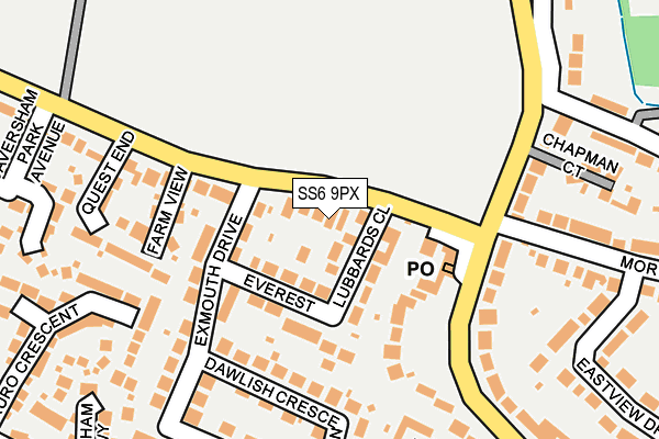 SS6 9PX map - OS OpenMap – Local (Ordnance Survey)