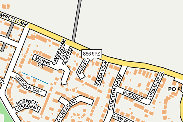 SS6 9PZ map - OS OpenMap – Local (Ordnance Survey)
