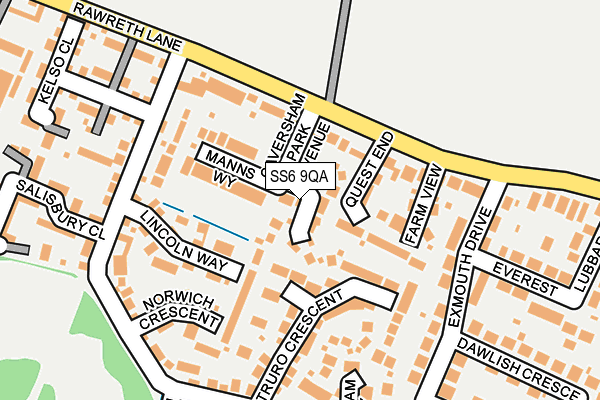 SS6 9QA map - OS OpenMap – Local (Ordnance Survey)