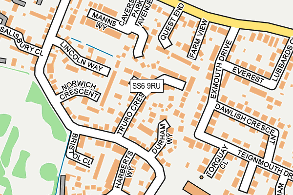 SS6 9RU map - OS OpenMap – Local (Ordnance Survey)