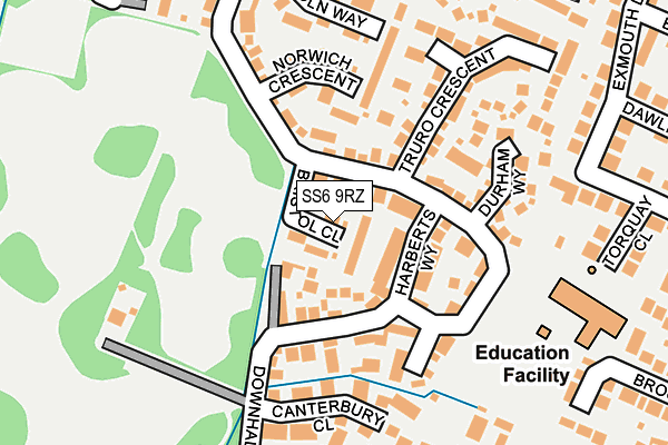 SS6 9RZ map - OS OpenMap – Local (Ordnance Survey)