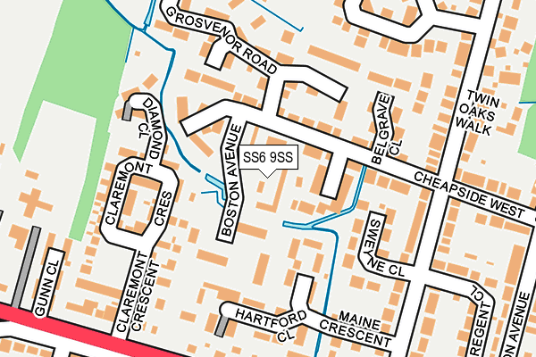 SS6 9SS map - OS OpenMap – Local (Ordnance Survey)