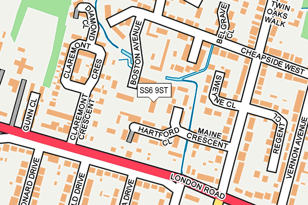SS6 9ST map - OS OpenMap – Local (Ordnance Survey)