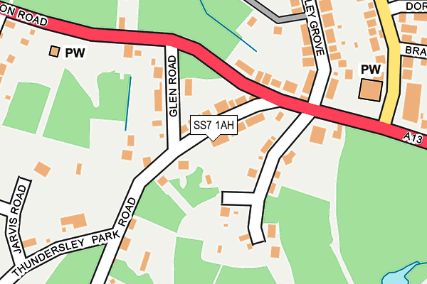 SS7 1AH map - OS OpenMap – Local (Ordnance Survey)