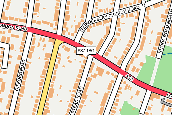 SS7 1BG map - OS OpenMap – Local (Ordnance Survey)