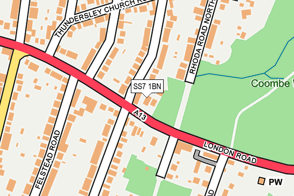 SS7 1BN map - OS OpenMap – Local (Ordnance Survey)