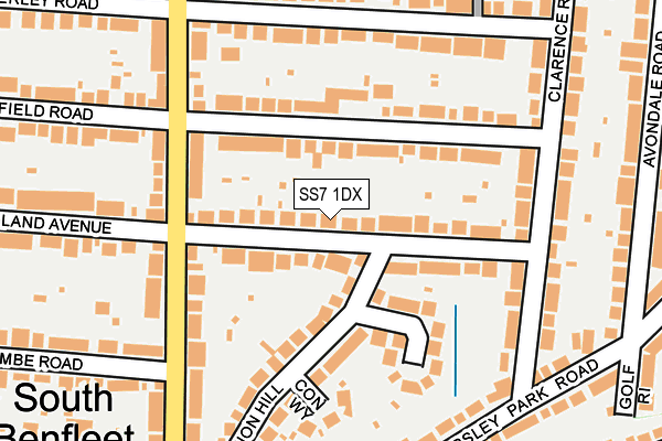 SS7 1DX map - OS OpenMap – Local (Ordnance Survey)