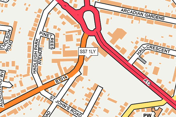 SS7 1LY map - OS OpenMap – Local (Ordnance Survey)