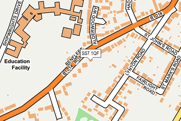 SS7 1QF map - OS OpenMap – Local (Ordnance Survey)