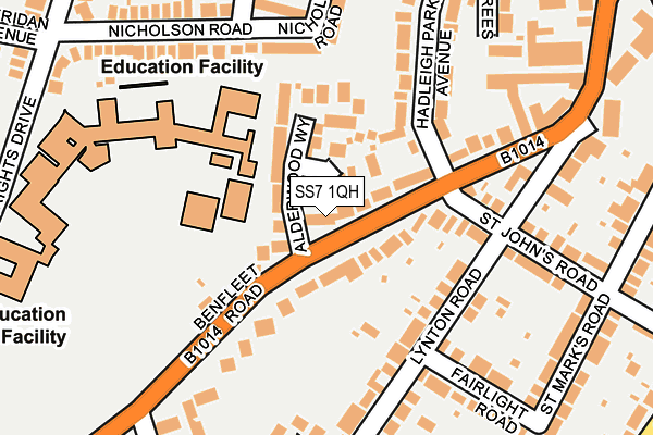 SS7 1QH map - OS OpenMap – Local (Ordnance Survey)