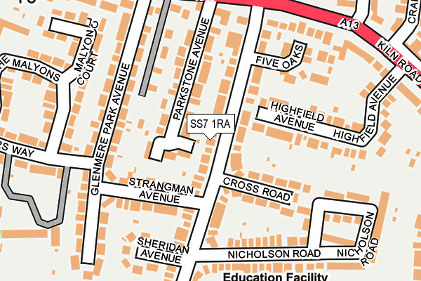 SS7 1RA map - OS OpenMap – Local (Ordnance Survey)