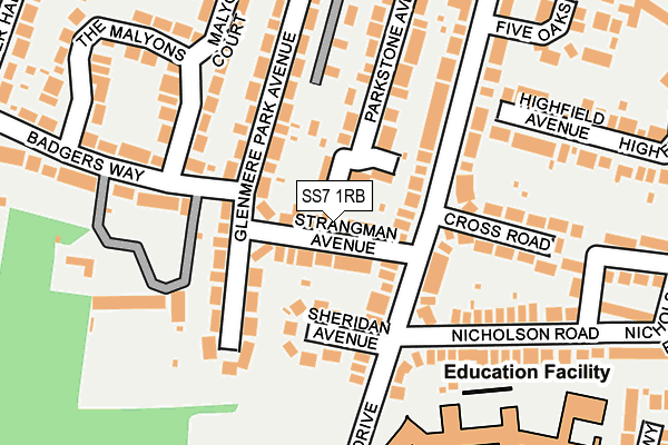 SS7 1RB map - OS OpenMap – Local (Ordnance Survey)