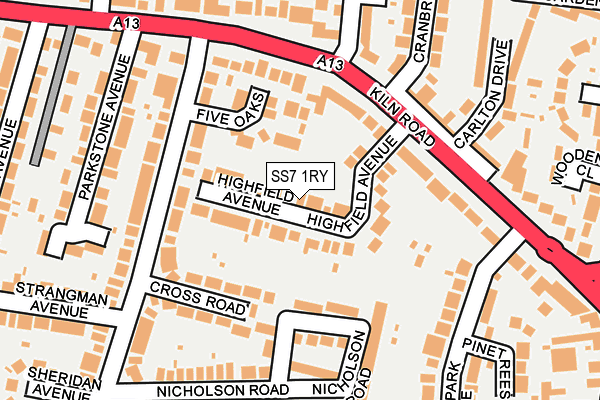 SS7 1RY map - OS OpenMap – Local (Ordnance Survey)