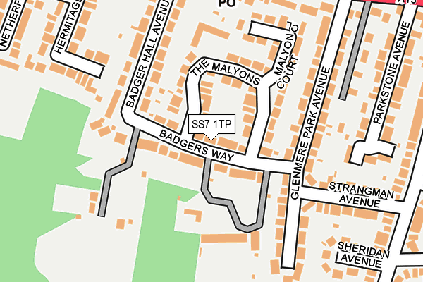 SS7 1TP map - OS OpenMap – Local (Ordnance Survey)