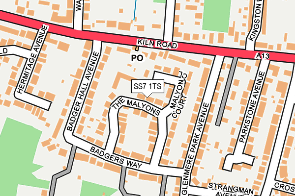 SS7 1TS map - OS OpenMap – Local (Ordnance Survey)