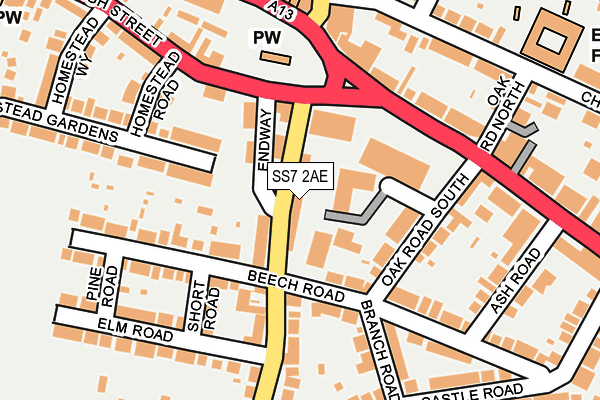 SS7 2AE map - OS OpenMap – Local (Ordnance Survey)