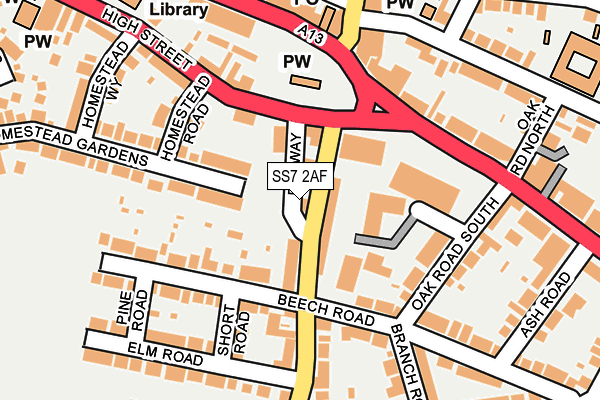 SS7 2AF map - OS OpenMap – Local (Ordnance Survey)