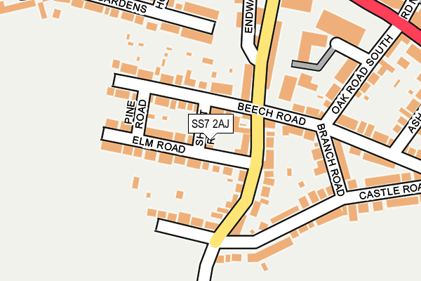 SS7 2AJ map - OS OpenMap – Local (Ordnance Survey)