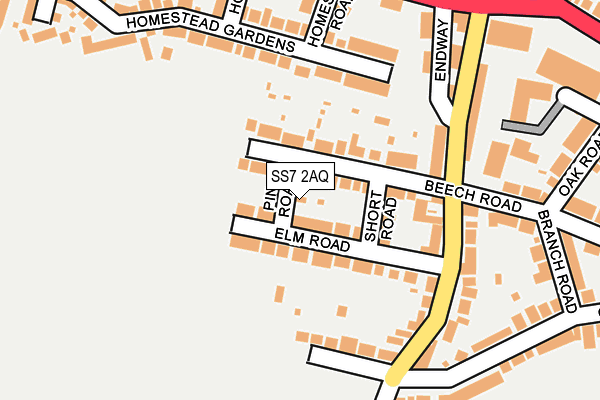 SS7 2AQ map - OS OpenMap – Local (Ordnance Survey)