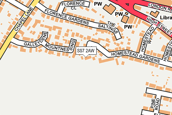 SS7 2AW map - OS OpenMap – Local (Ordnance Survey)