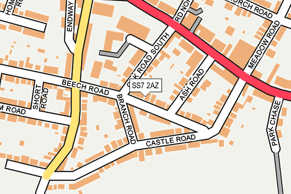 SS7 2AZ map - OS OpenMap – Local (Ordnance Survey)