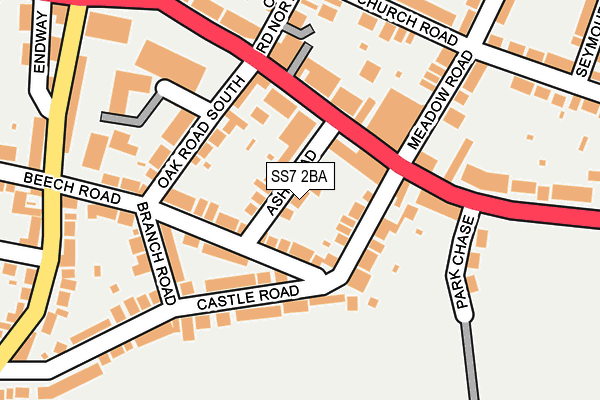 SS7 2BA map - OS OpenMap – Local (Ordnance Survey)