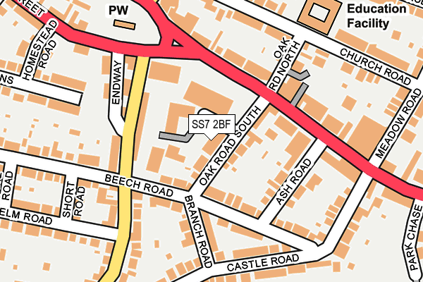 SS7 2BF map - OS OpenMap – Local (Ordnance Survey)