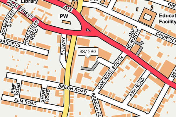 SS7 2BG map - OS OpenMap – Local (Ordnance Survey)