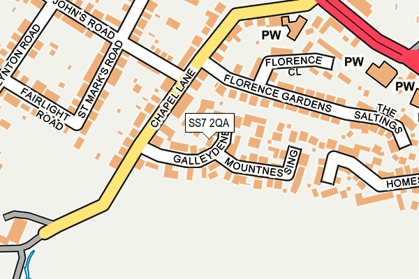 SS7 2QA map - OS OpenMap – Local (Ordnance Survey)