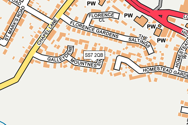 SS7 2QB map - OS OpenMap – Local (Ordnance Survey)