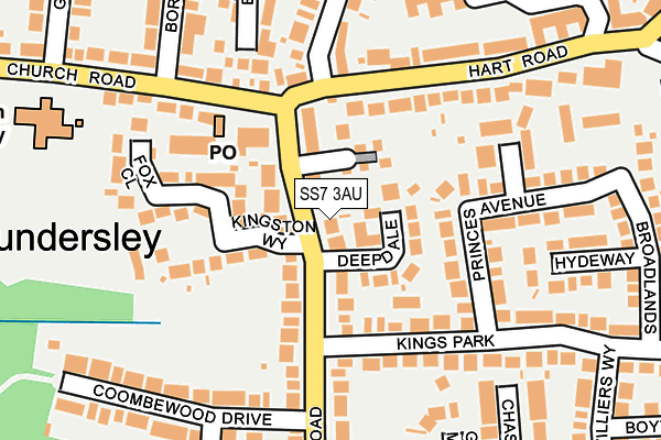 SS7 3AU map - OS OpenMap – Local (Ordnance Survey)