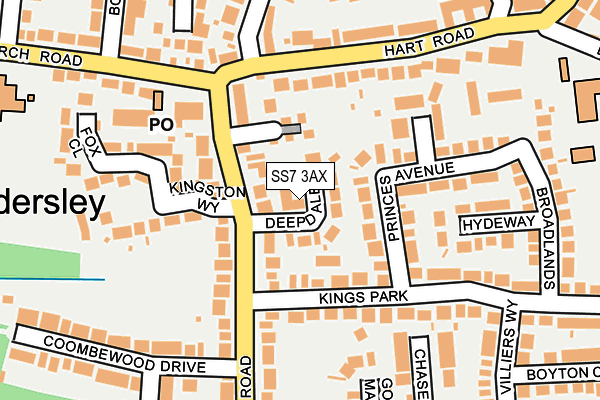 SS7 3AX map - OS OpenMap – Local (Ordnance Survey)