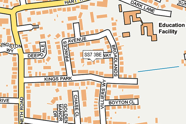 SS7 3BE map - OS OpenMap – Local (Ordnance Survey)