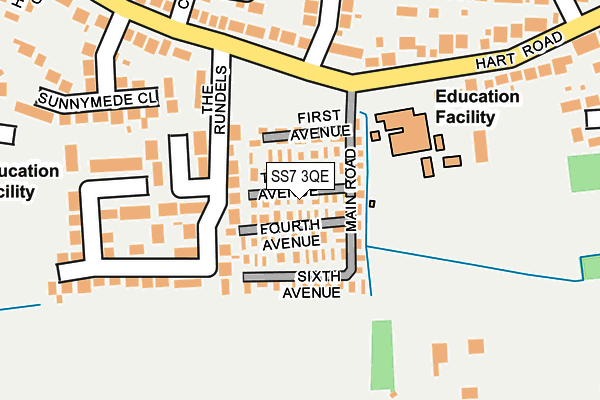 SS7 3QE map - OS OpenMap – Local (Ordnance Survey)