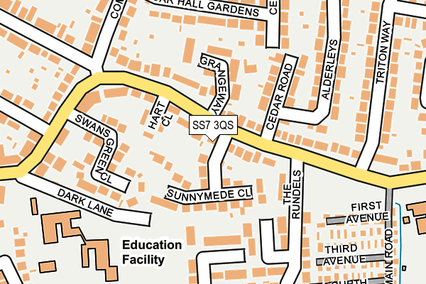 SS7 3QS map - OS OpenMap – Local (Ordnance Survey)