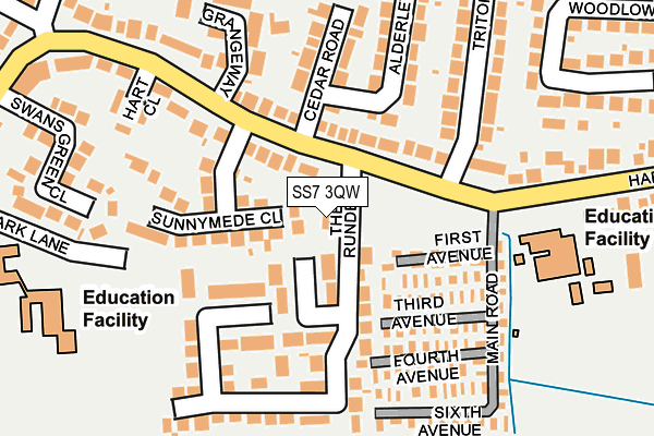 SS7 3QW map - OS OpenMap – Local (Ordnance Survey)