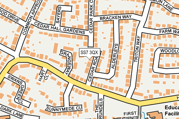 SS7 3QX map - OS OpenMap – Local (Ordnance Survey)