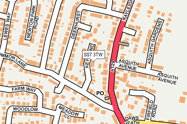 SS7 3TW map - OS OpenMap – Local (Ordnance Survey)