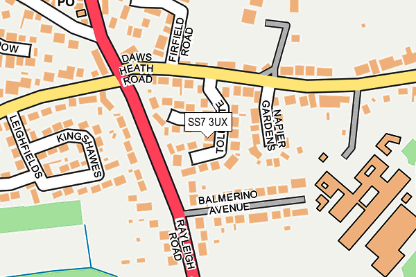 SS7 3UX map - OS OpenMap – Local (Ordnance Survey)