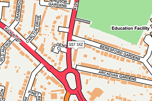 SS7 3XZ map - OS OpenMap – Local (Ordnance Survey)