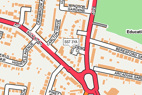 SS7 3YA map - OS OpenMap – Local (Ordnance Survey)