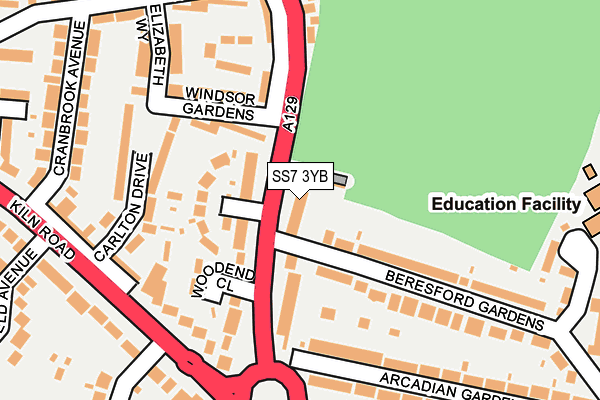 SS7 3YB map - OS OpenMap – Local (Ordnance Survey)