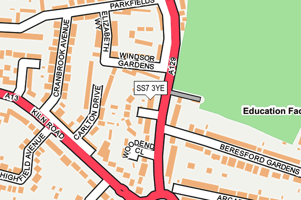 SS7 3YE map - OS OpenMap – Local (Ordnance Survey)