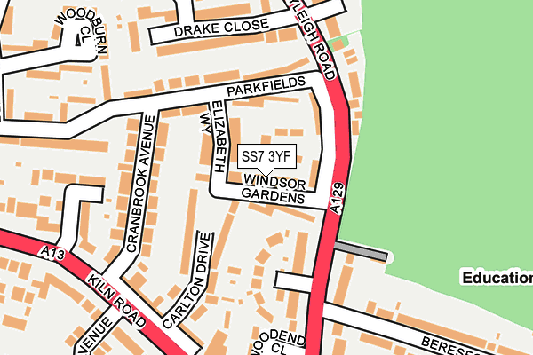SS7 3YF map - OS OpenMap – Local (Ordnance Survey)