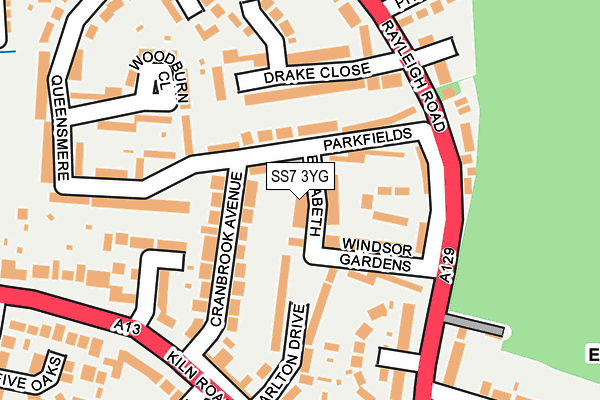 SS7 3YG map - OS OpenMap – Local (Ordnance Survey)