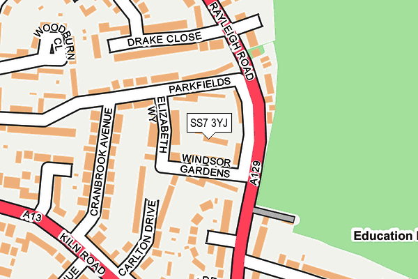 SS7 3YJ map - OS OpenMap – Local (Ordnance Survey)