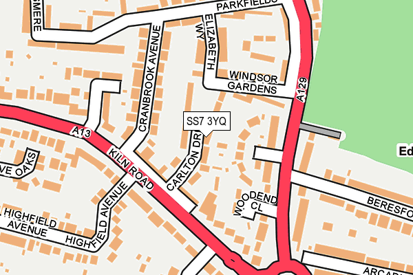 SS7 3YQ map - OS OpenMap – Local (Ordnance Survey)