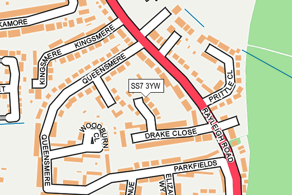 SS7 3YW map - OS OpenMap – Local (Ordnance Survey)