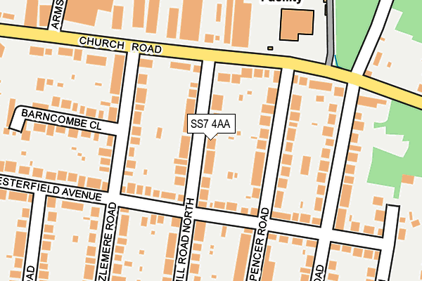SS7 4AA map - OS OpenMap – Local (Ordnance Survey)
